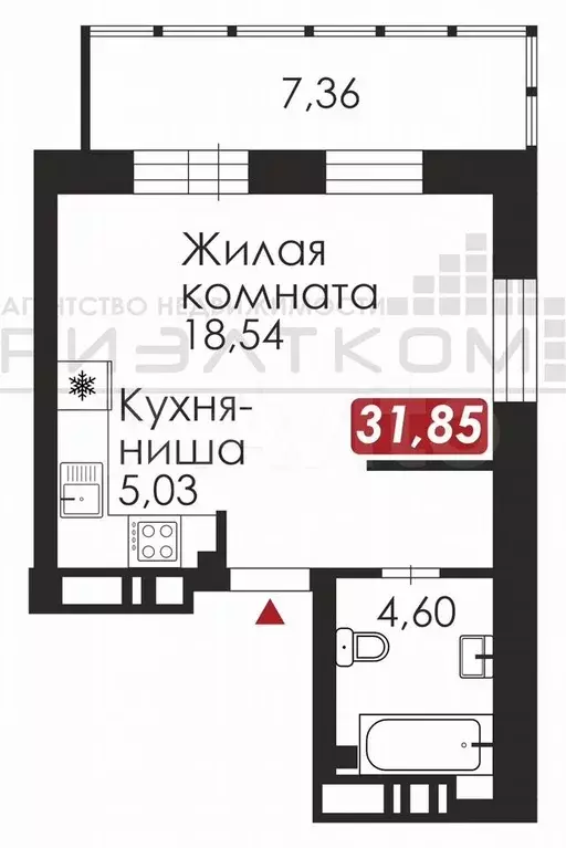 1-к. квартира, 32 м, 8/24 эт. - Фото 0