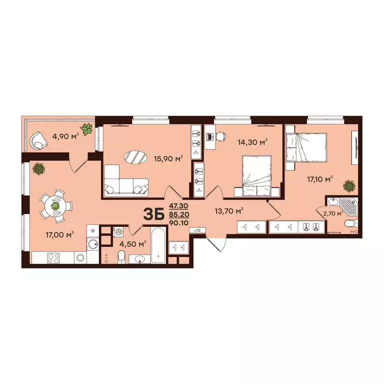 3-комнатная квартира: Владимир, улица Чайковского, 7 (90.1 м) - Фото 0
