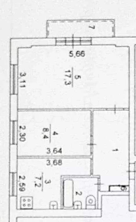 2-к. квартира, 42,8 м, 3/5 эт. - Фото 0