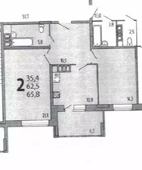 2-к кв. Брянская область, Брянск ул. Горбатова, 24 (62.5 м) - Фото 1