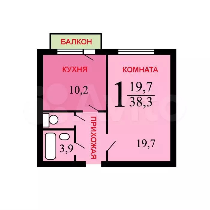 1-к. квартира, 38,6 м, 7/18 эт. - Фото 0