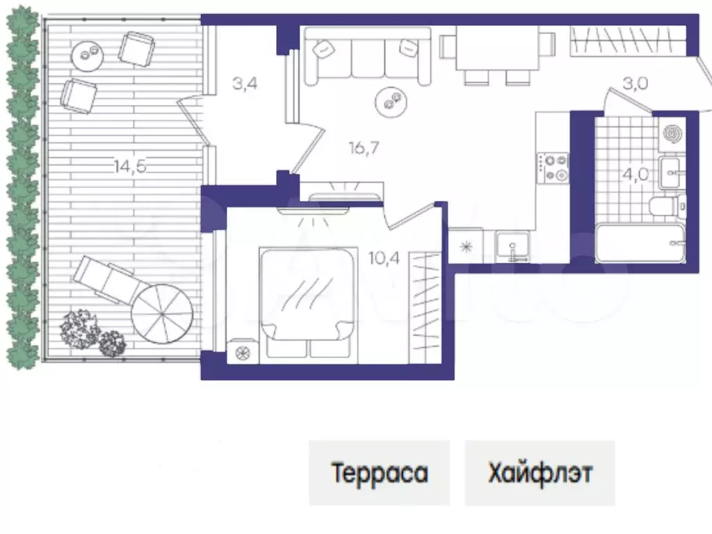 1-к. квартира, 34,1 м, 1/15 эт. - Фото 1