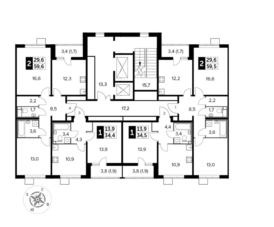 2-к кв. Московская область, Люберцы ул. Рождественская, 8 (59.3 м) - Фото 1