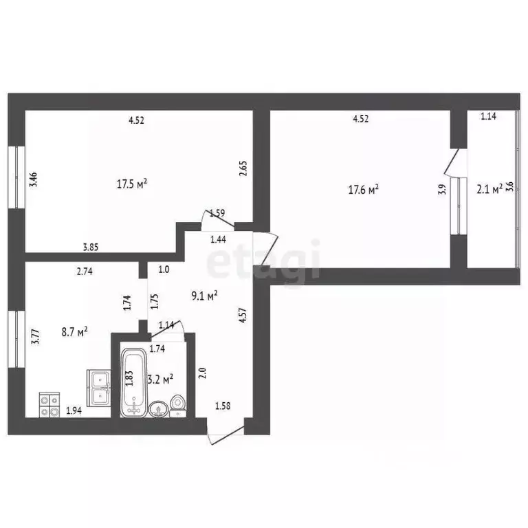 2-к кв. Мордовия, Инсар Коммунистическая ул., 8 (56.1 м) - Фото 0