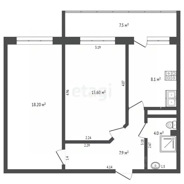 2-к кв. Ростовская область, Ростов-на-Дону просп. Ленина, 104 (48.0 м) - Фото 1