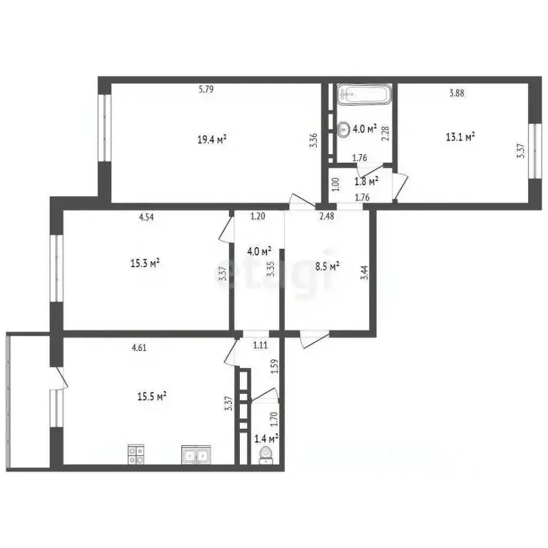 3-к кв. Краснодарский край, Анапа ул. Ленина, 192 (84.1 м) - Фото 2