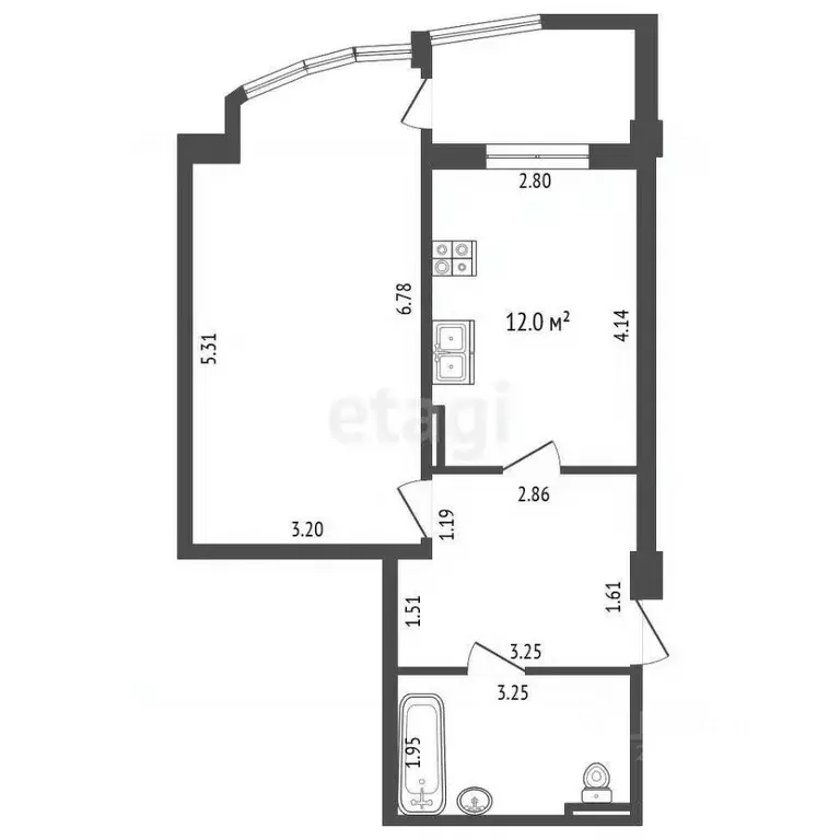 1-к кв. Севастополь ул. Парковая, 14к2 (46.3 м) - Фото 2
