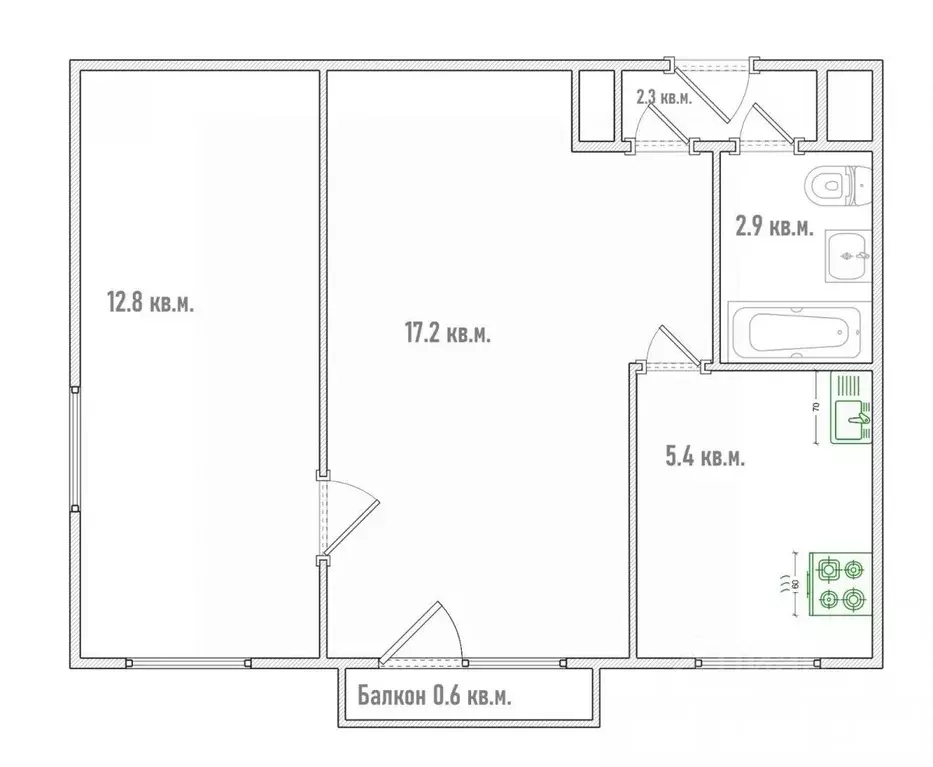 2-к кв. Омская область, Омск просп. Мира, 84 (41.1 м) - Фото 2