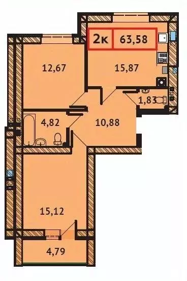 2-к кв. Ивановская область, Иваново Ивановская ул. (63.58 м) - Фото 0