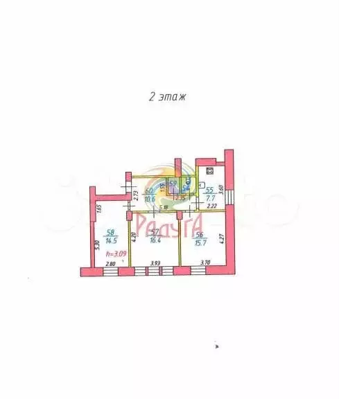 3-к. квартира, 68 м, 2/2 эт. - Фото 0