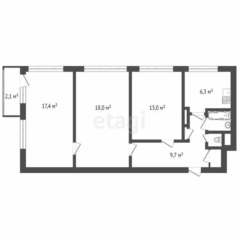 3-комнатная квартира: Санкт-Петербург, улица Зины Портновой, 17к1 ... - Фото 1