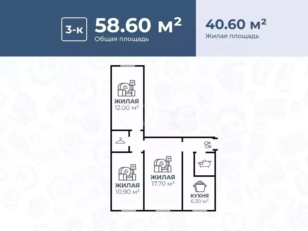 3-к кв. Волгоградская область, Городищенский район, Новорогачинское ... - Фото 1
