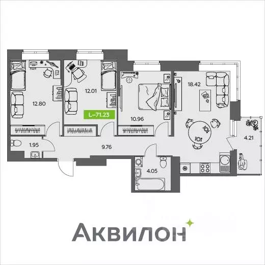 3-к кв. Архангельская область, Северодвинск Аквилонлайн жилой комплекс ... - Фото 0