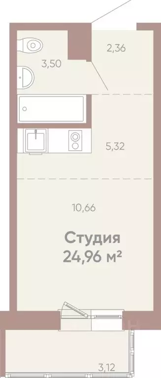 1-к кв. Иркутская область, Иркутск Советская ул., 109/3 (24.96 м) - Фото 0