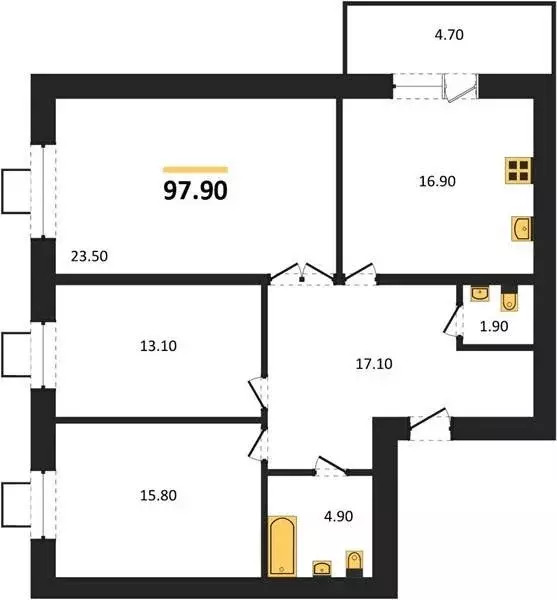 3-комнатная квартира: Пенза, Серпуховская улица, 1 (97.8 м) - Фото 1