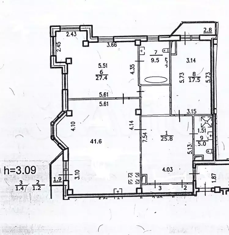 3-к. квартира, 128 м, 3/10 эт. - Фото 0