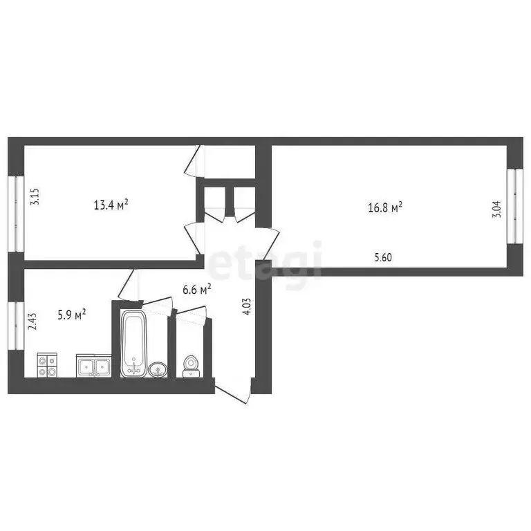2-комнатная квартира: Бахчисарай, улица Гагарина, 5А (41.4 м) - Фото 0