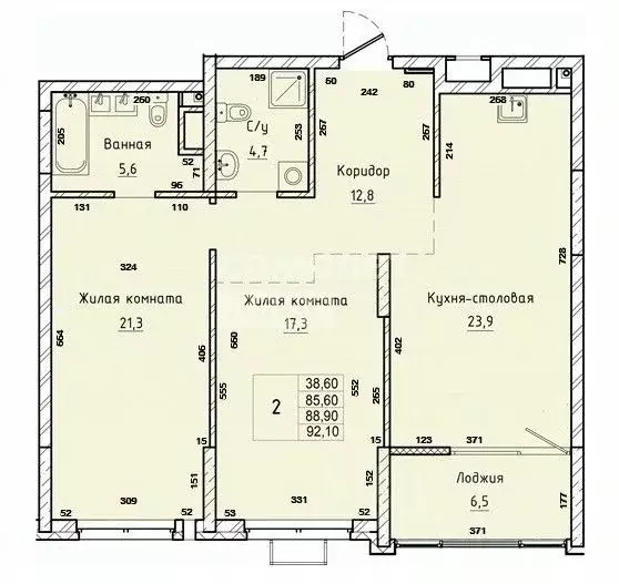 2-к кв. Свердловская область, Екатеринбург ул. Нагорная, 16 (92.1 м) - Фото 1