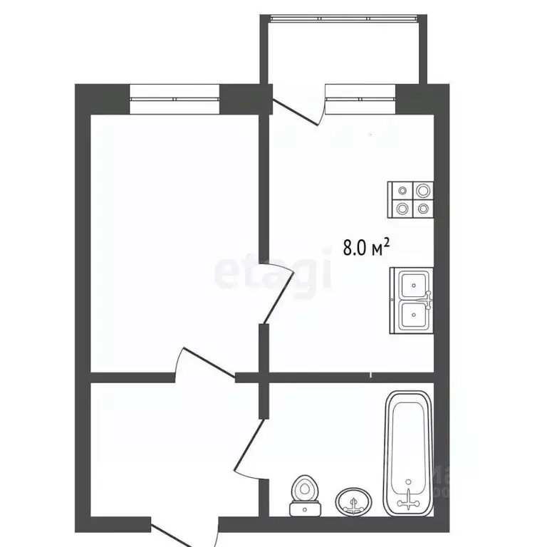 1-к кв. Забайкальский край, Чита ул. Казачья, 26А (32.2 м) - Фото 2