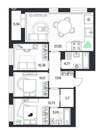 3-комнатная квартира: Петровский, Шоссейный проезд, 25 (82.17 м) - Фото 1
