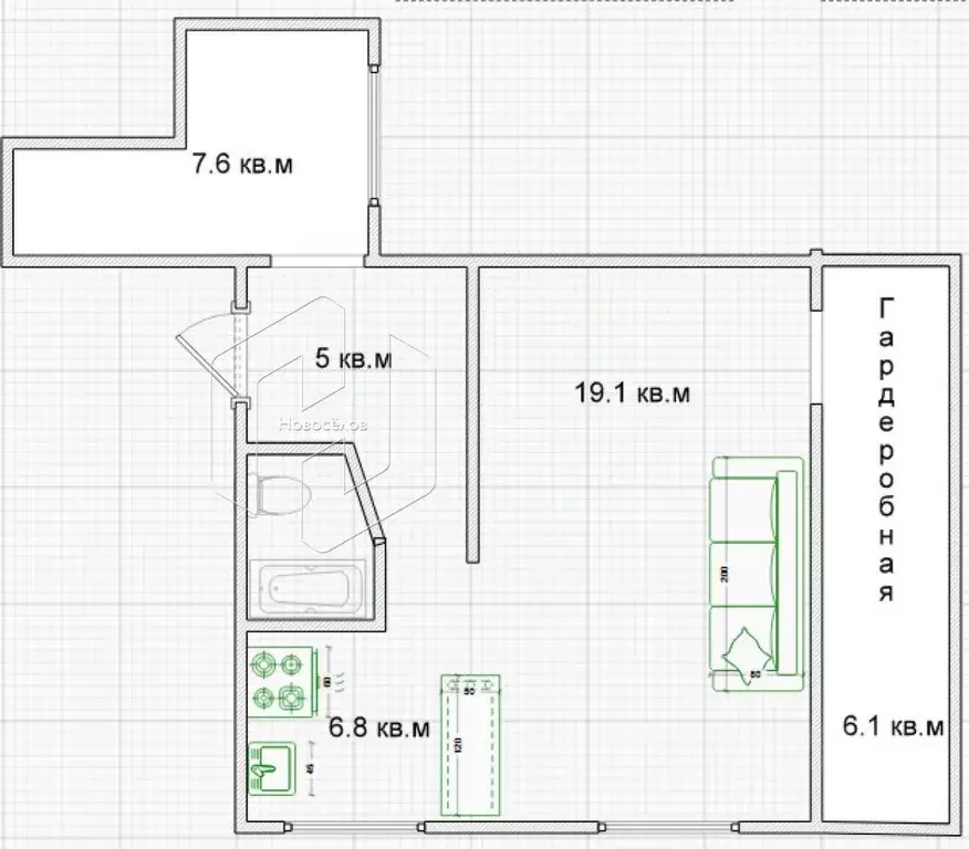 2-к кв. Мордовия, Саранск Пролетарская ул., 92Б (47.9 м) - Фото 1