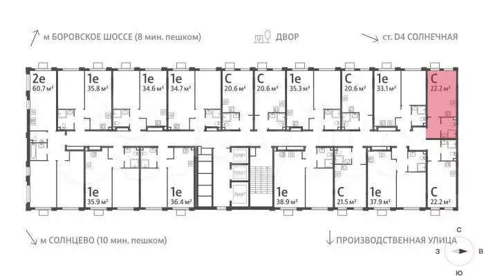 Квартира-студия, 22,2 м, 18/24 эт. - Фото 1