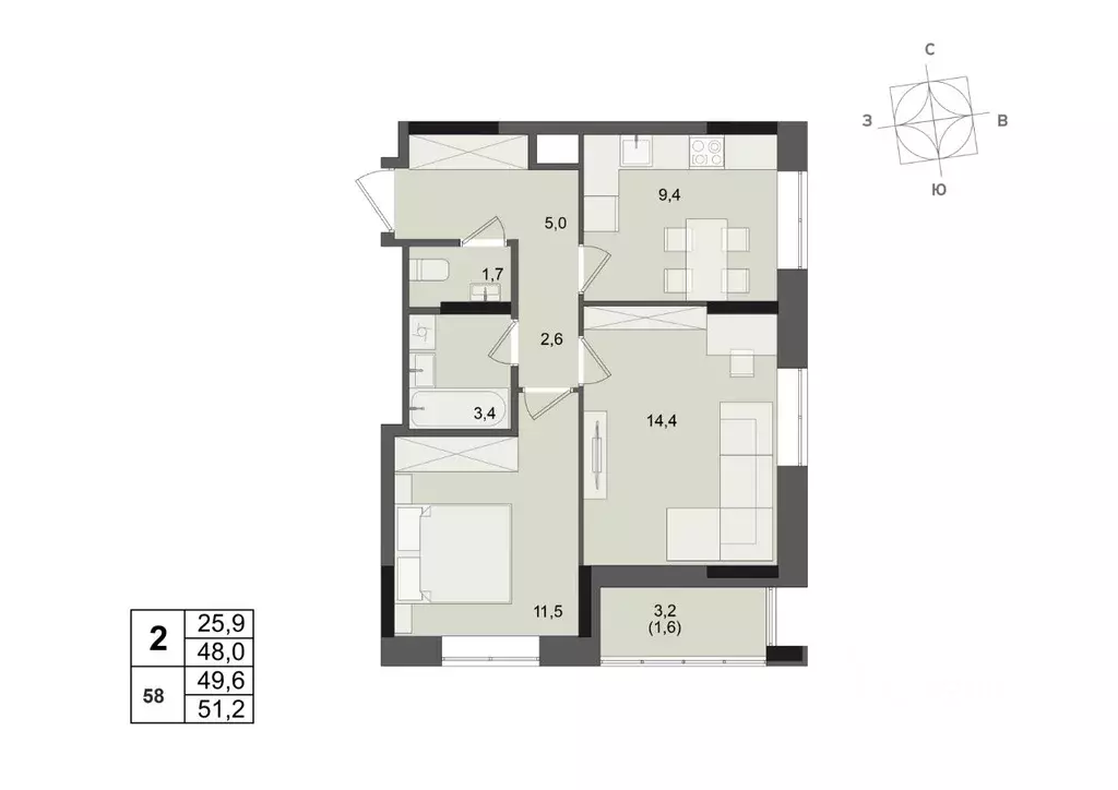 2-к кв. Удмуртия, Ижевск ул. Леваневского (49.6 м) - Фото 0