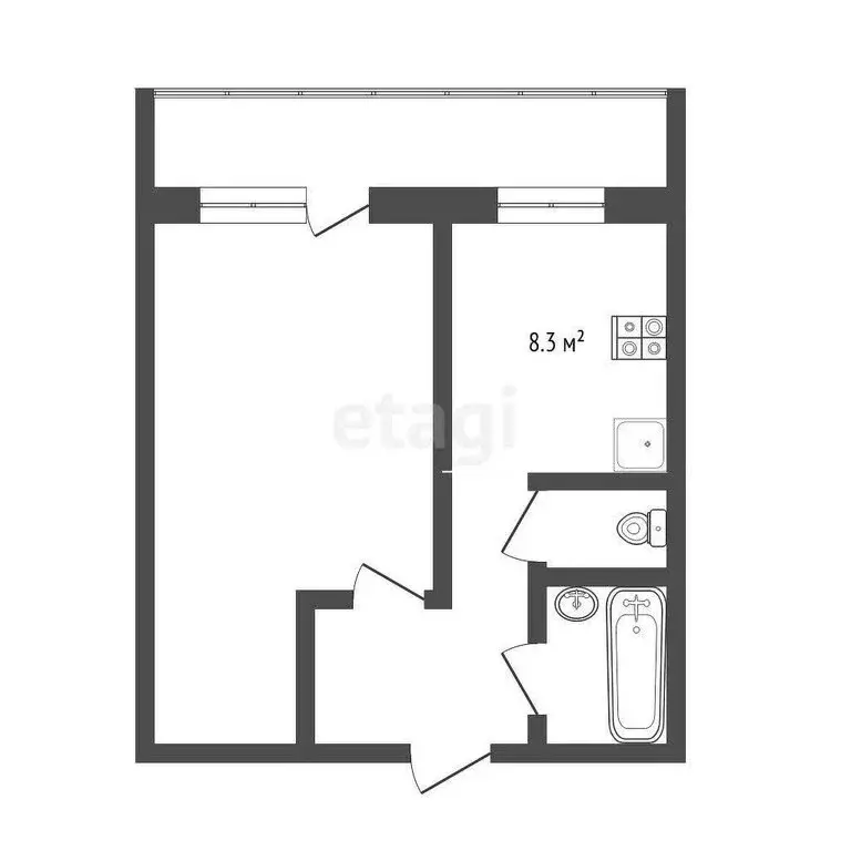 1-комнатная квартира: Тюмень, Станционная улица, 38Б (33 м) - Фото 0