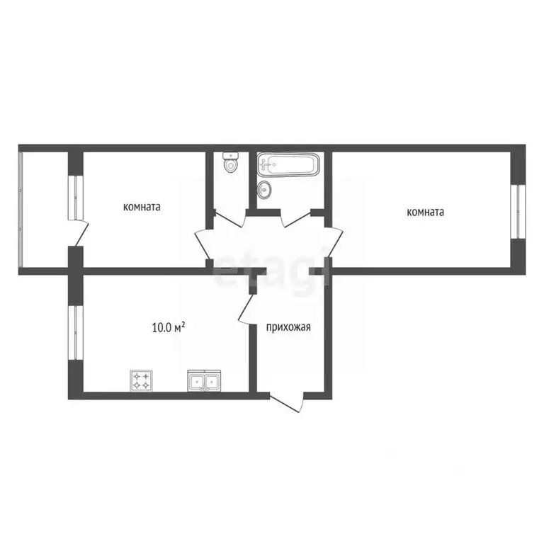 2-к кв. Забайкальский край, Читинский район, с. Домна Восточная ул., ... - Фото 2