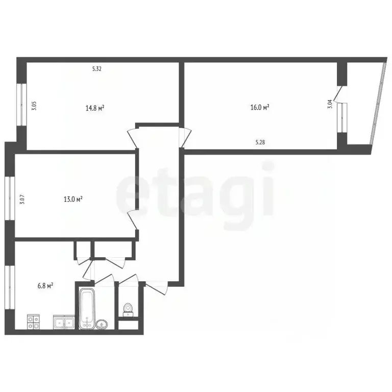 3-к кв. Москва ул. Академика Волгина, 31К3 (63.8 м) - Фото 2