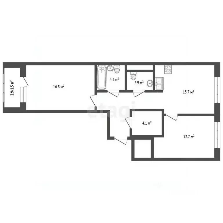 2-к кв. Москва ул. Аэроклубная, 8А (66.5 м) - Фото 2