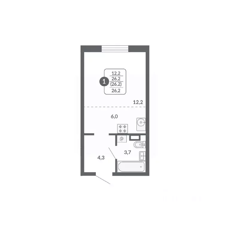 Студия Кировская область, Киров ул. Пушкина, 25 (26.2 м) - Фото 1