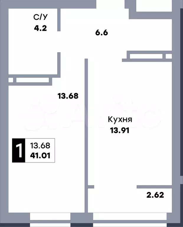 1-к. квартира, 41,2 м, 21/22 эт. - Фото 0