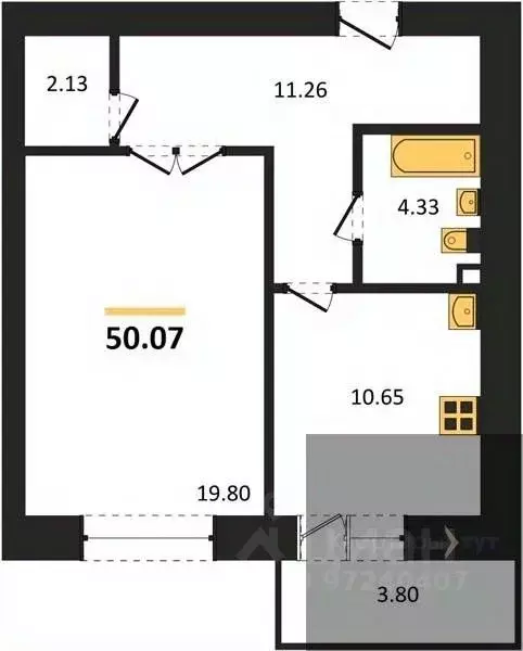 1-к кв. Воронежская область, Воронеж пер. Здоровья, 90Г/1к2 (50.07 м) - Фото 0