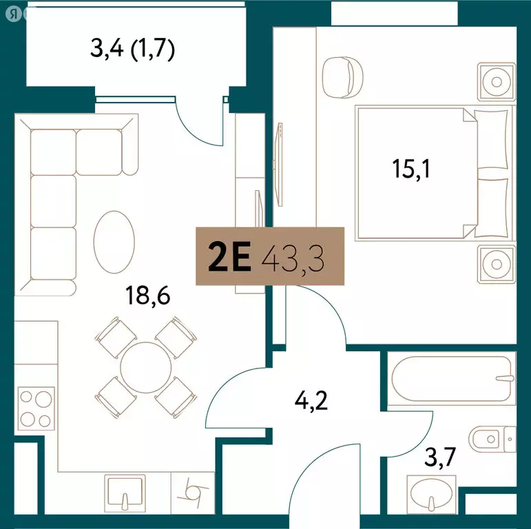 2-комнатная квартира: Москва, Винницкая улица, 8к4 (43.4 м) - Фото 0