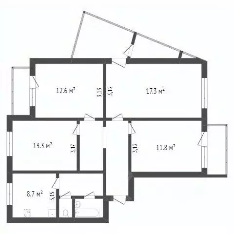 4-к кв. Белгородская область, Белгород ул. Буденного, 13 (82.6 м) - Фото 2