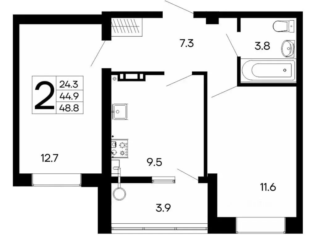 2-к кв. Крым, Феодосия ш. Симферопольское, 48 (48.8 м) - Фото 1