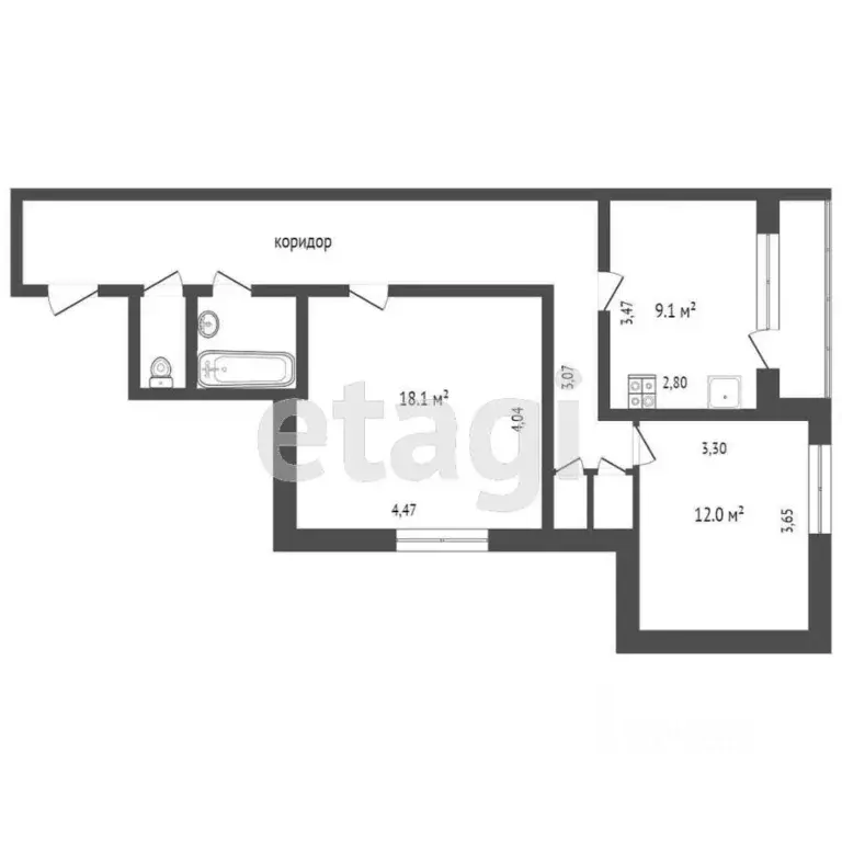 2-к кв. Калужская область, Калуга Проезжая ул., 16 (60.0 м) - Фото 2