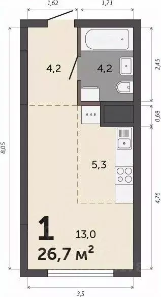 Студия Свердловская область, Екатеринбург Втузгородок жилрайон, Шарташ ... - Фото 1
