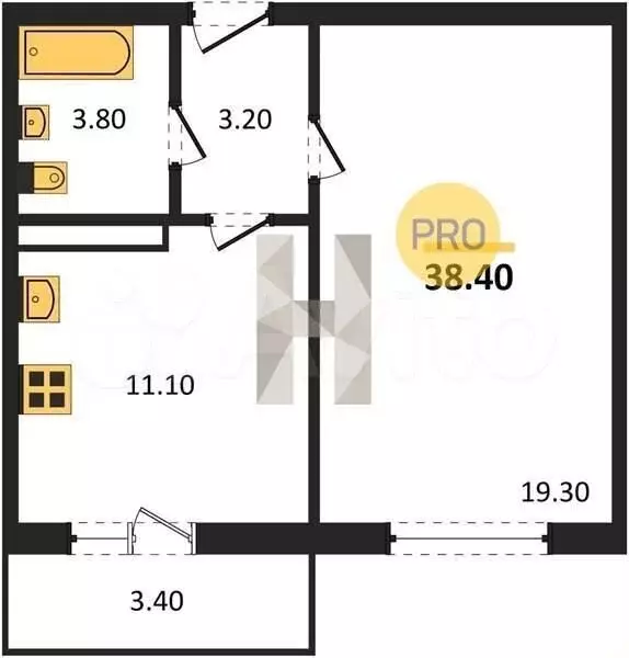 Квартира-студия, 25,7 м, 5/19 эт. - Фото 1