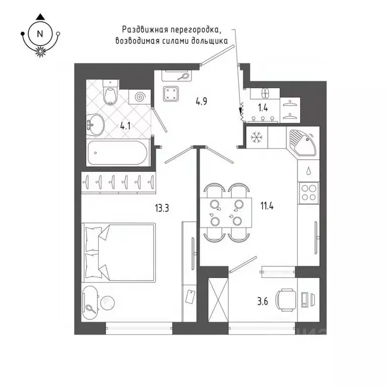 1-к кв. Санкт-Петербург бул. Измайловский, 9 (36.9 м) - Фото 0