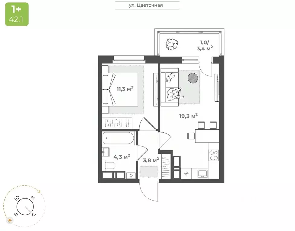 1-к кв. Тверская область, Тверь Соминка мкр,  (39.7 м) - Фото 1