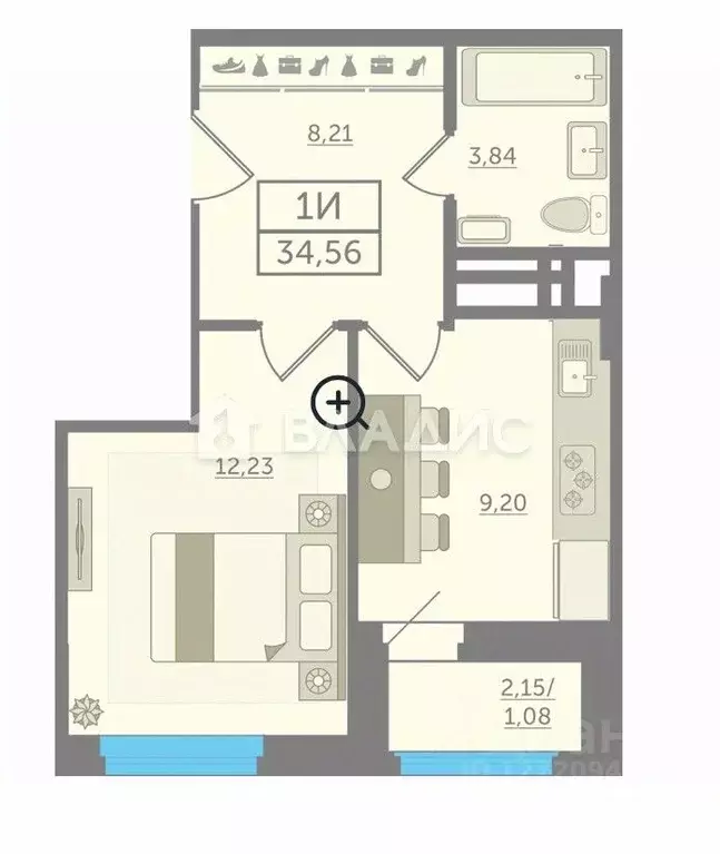 1-к кв. Ростовская область, Ростов-на-Дону Тибетская ул., 1а/27 (34.56 ... - Фото 1