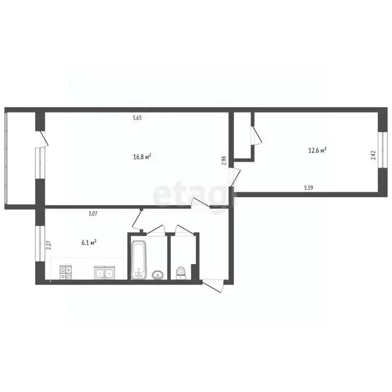 2-к кв. Челябинская область, Озерск ул. Семенова, 4 (44.0 м) - Фото 2