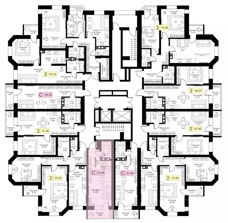 Студия Тверская область, Тверь Урбан Парк жилой комплекс (31.84 м) - Фото 2