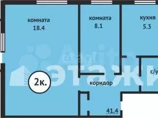 2-к. квартира, 44,7 м, 1/5 эт. - Фото 0