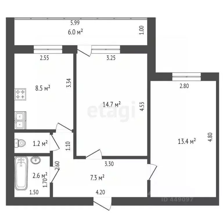 2-к кв. Смоленская область, Смоленск ул. Толмачева, 11 (47.0 м) - Фото 2