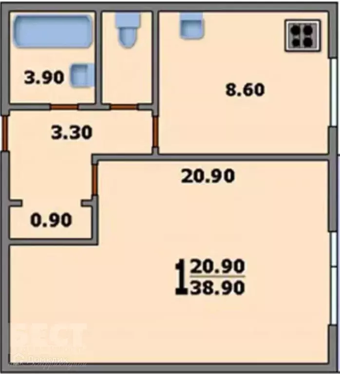 Продаётся 1-к квартира, 39.8 м - Фото 1