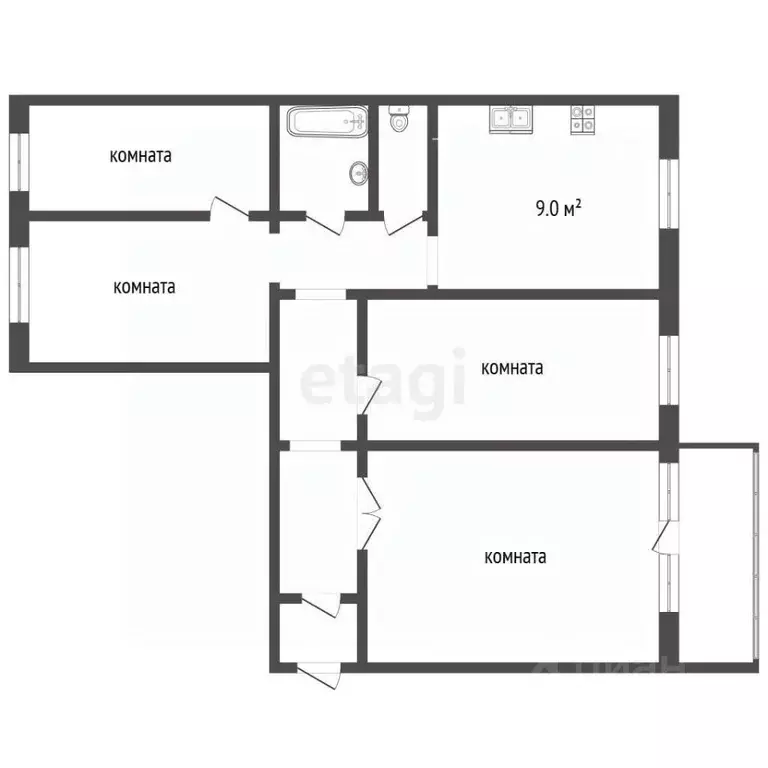 4-к кв. Челябинская область, Миасс ул. Степана Разина, 8 (79.3 м) - Фото 2