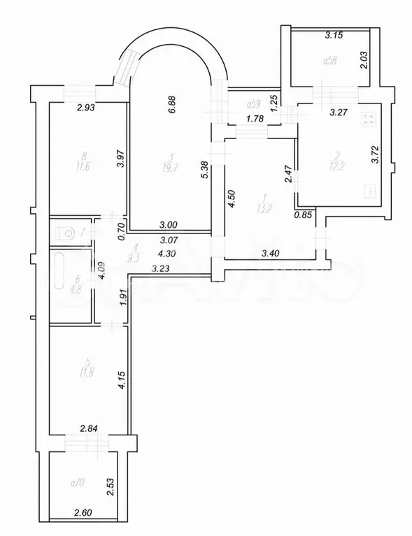 3-к. квартира, 84,2 м, 4/9 эт. - Фото 0